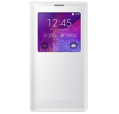 Husa S-View Cover pentru Samsung Galaxy Note 4, Classic White